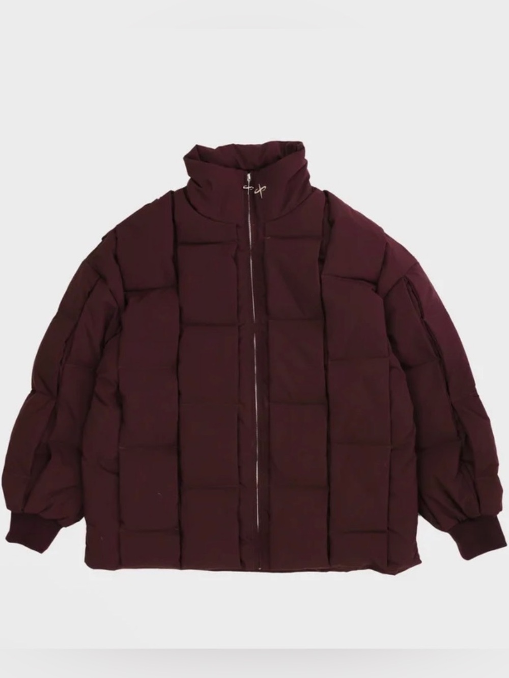 Santo Studio Milazzo NWT Basketweave Quilted Puffer Down Jacket Maroon Wine M